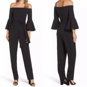 Eliza J Off the Shoulder Bell Sleeve Slim Leg Jumpsuit